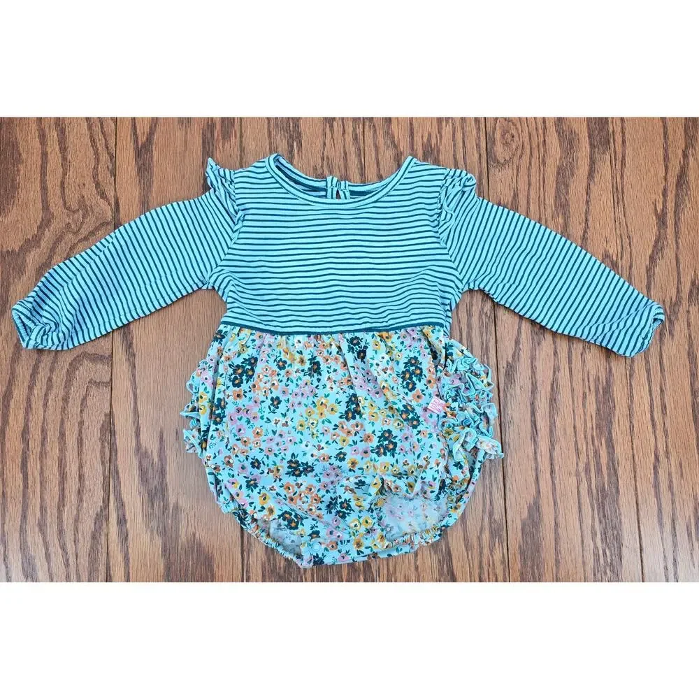 Ruffle ‎ Butts Floral Striped Romper